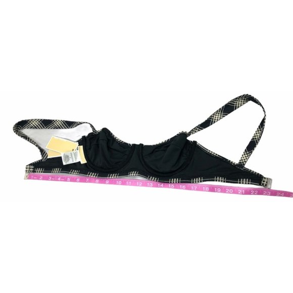 Michael Kors Bra Only Black Beige Sedona Plaid Size 4 NWT Underwire Top White - Picture 10 of 12